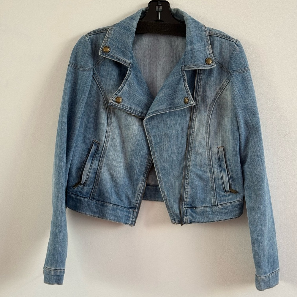 Vintage JouJou Short Wash Denim Jacket Pockets Women's Size Small